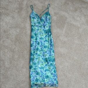 Floral Blue and Green Women's Dress